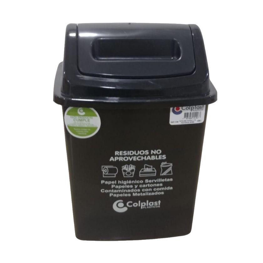 PAPELERA 7 LT VAIVEN NEGRO  PELET 1106 C - Referencia 10103792 en PLASDECOR Montería