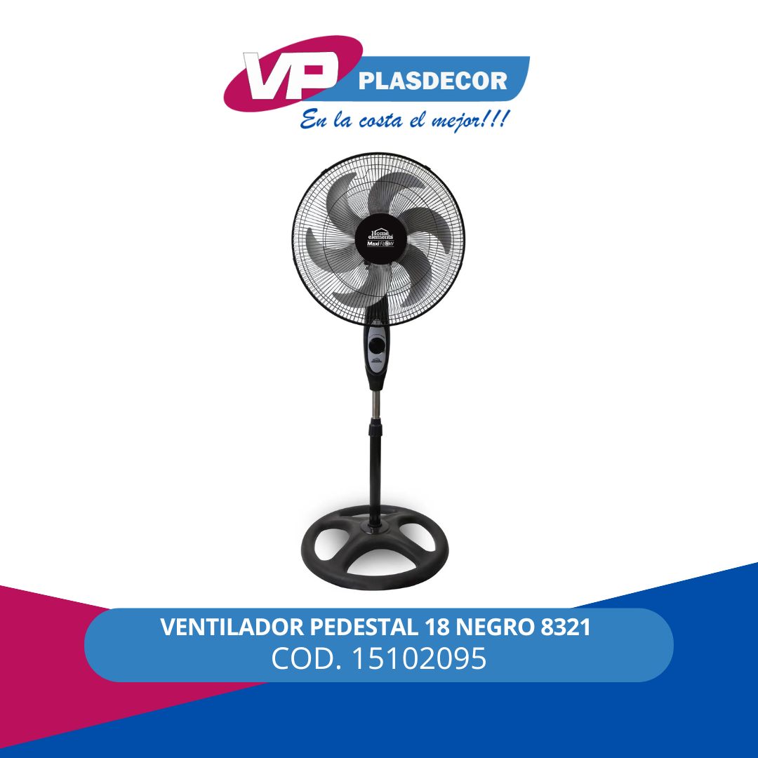 VENTILADOR PEDESTAL 18 NEGRO 8321 HOME