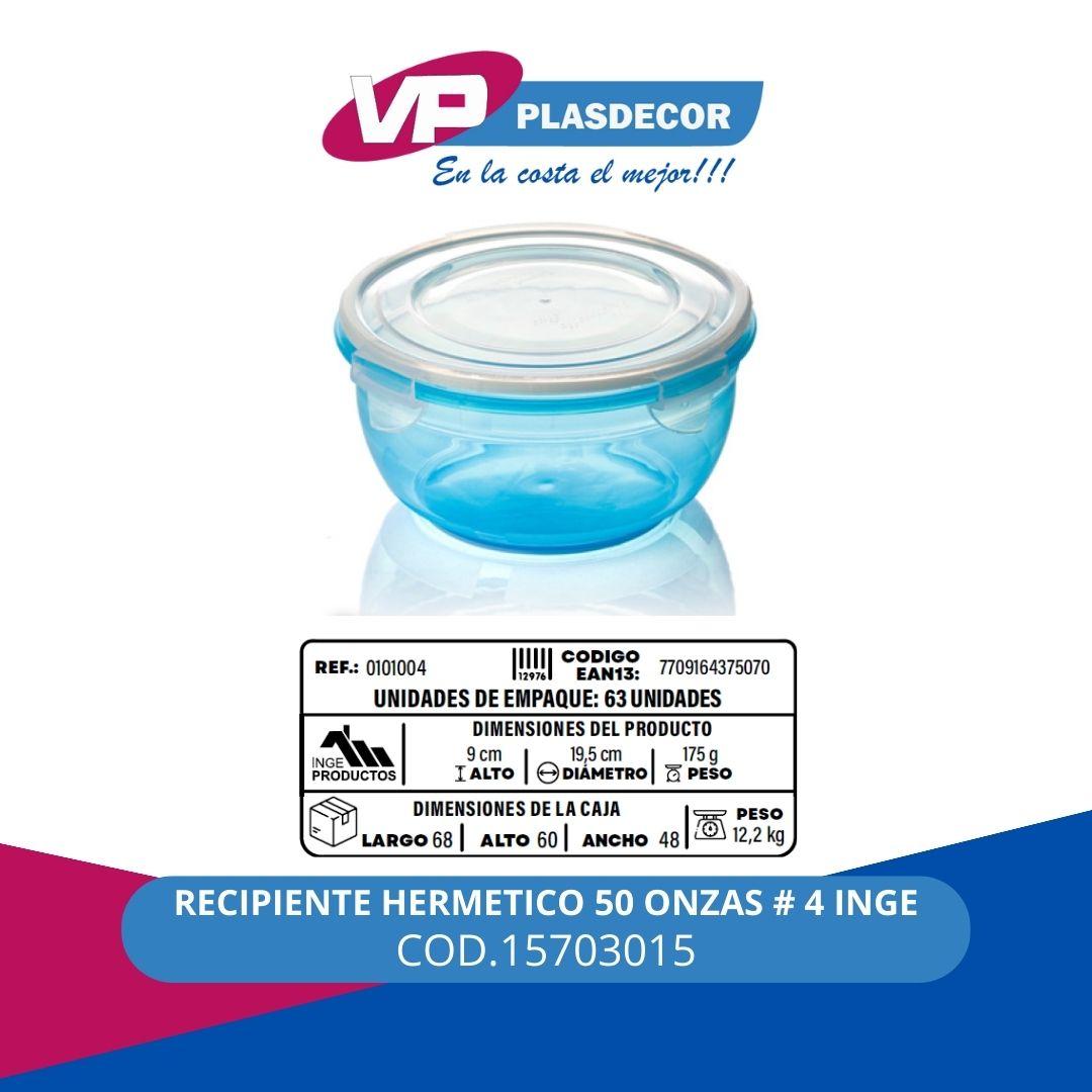 RECIPIENTE HERMETICO 50 ONZAS # 4  INGE - Referencia 15703015 en PLASDECOR Montería