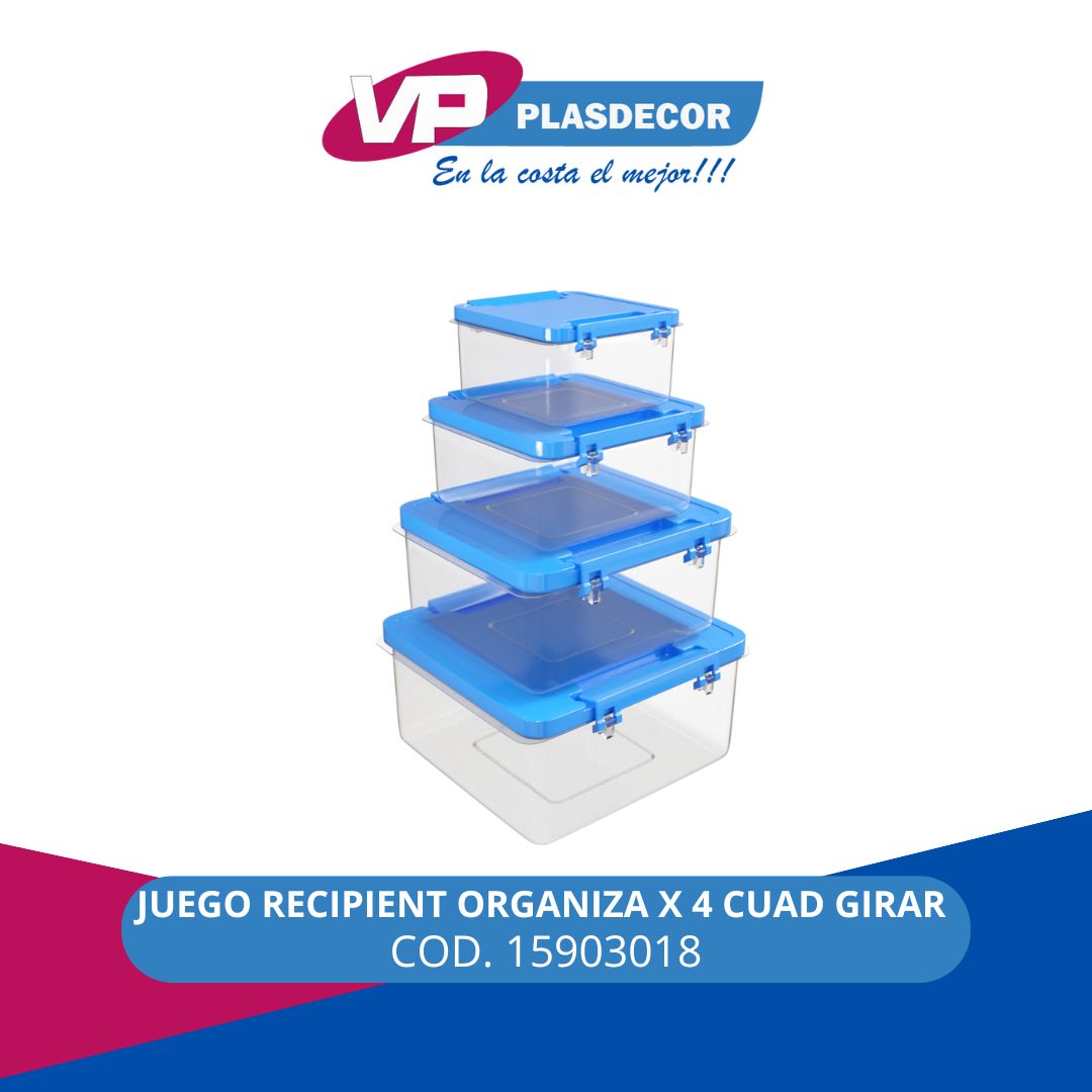JUEGO RECIPIENT ORGANIZA X 4 CUAD GIRAR - Referencia 15903018 en PLASDECOR Montería