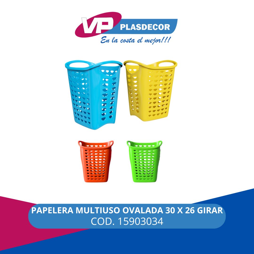 PAPELERA MULTIUSO OVALADA 30 X 26 GIRAR
