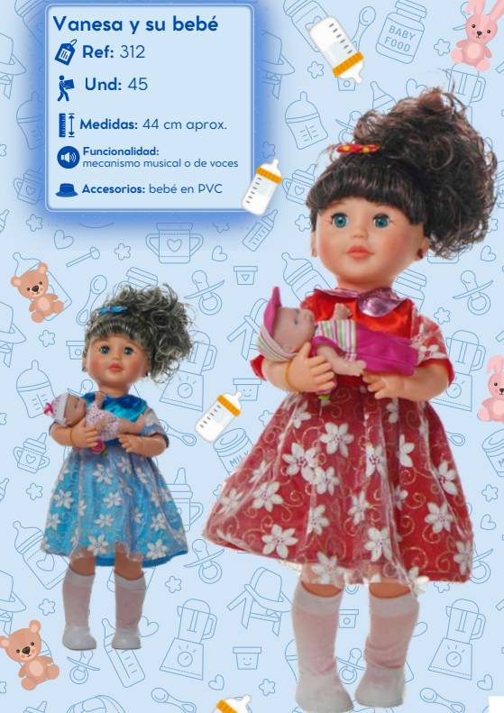 MUNECA VANESSA Y BEBE 312 COLMUNECOS - Referencia 30506095 en PLASDECOR Montería