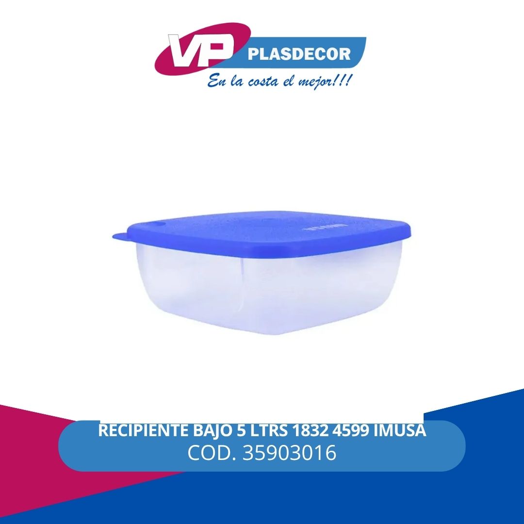 RECIPIENTE BAJO 5 LTRS 1832/4599 IMUSA - Referencia 35903016 en PLASDECOR Montería