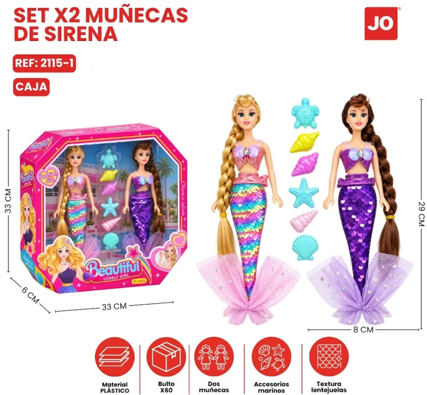 SET MUNECAS SIRENA X2 C/ANIM MAR 2115-1