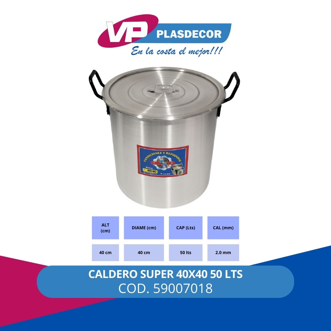 CALDERO SUPER 40X40 50 LTS REPUJADOS